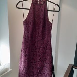 Lacey burgundy halter dress. Wedding season!!
